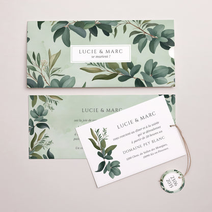 Faire-part Mariage Pochette 2 cartes, étiquette Lisière d’Amour photo N° 3