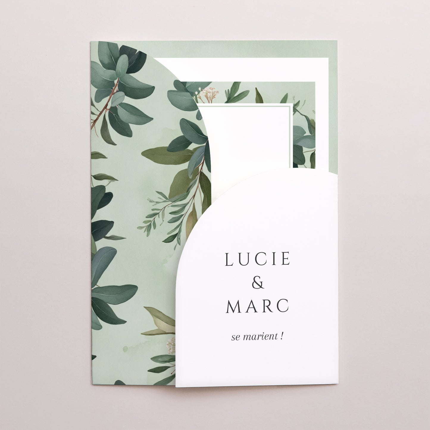 Faire-part Mariage Pochette 2 cartes Lisière d’Amour photo N° 1