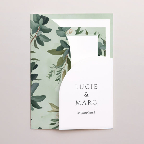Faire-part Mariage Pochette 2 cartes Lisière d’Amour photo