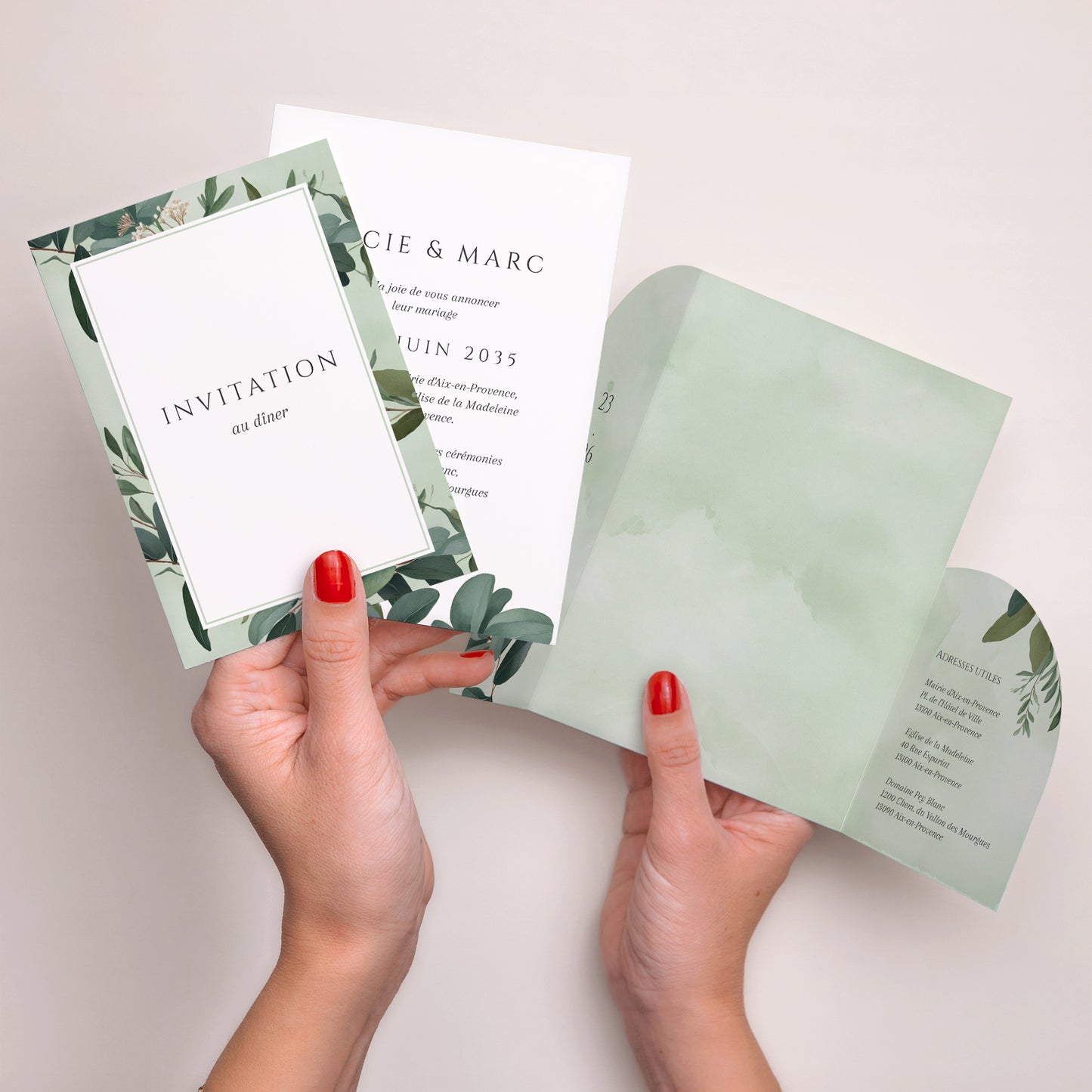 Faire-part Mariage Pochette 2 cartes Lisière d’Amour photo N° 4