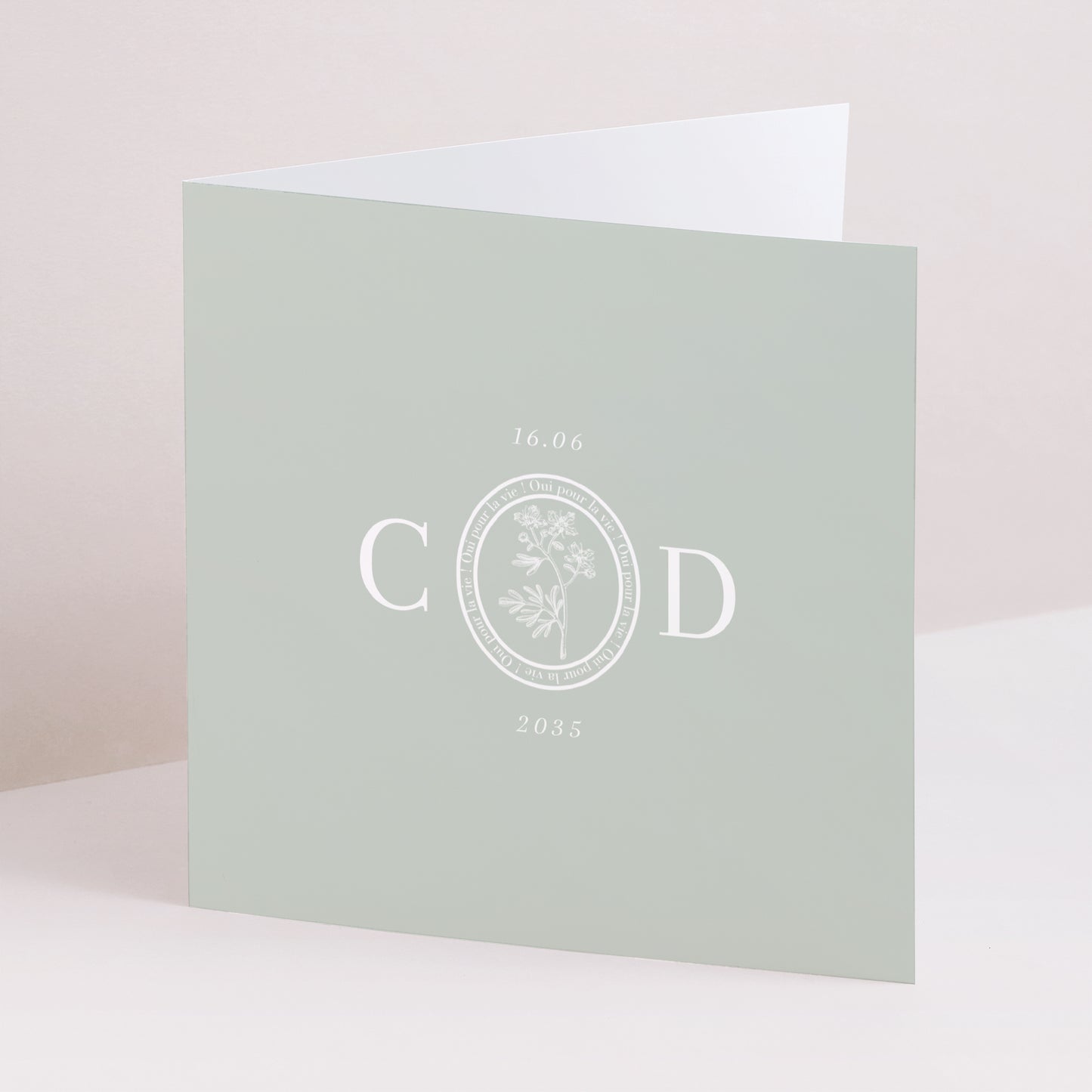 Faire-part Mariage Carré double volet Botanic Seal photo N° 1