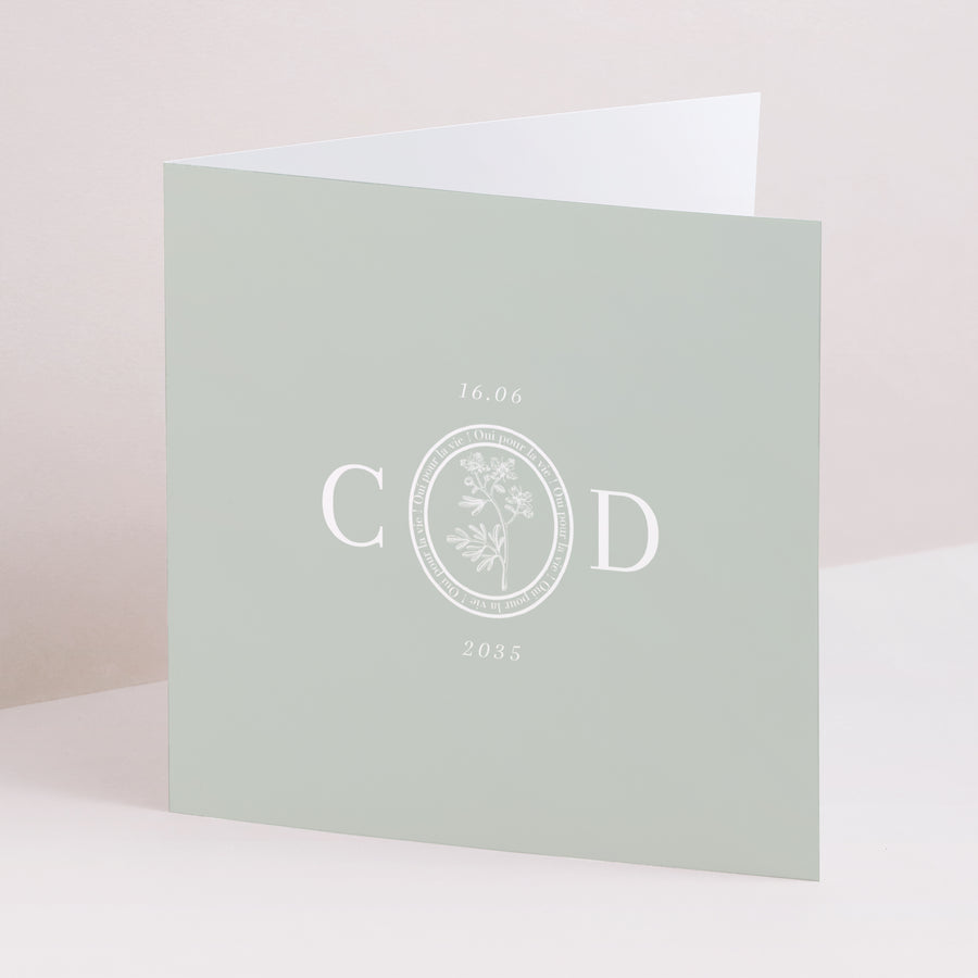 Faire-part Mariage Carré double volet Botanic Seal photo