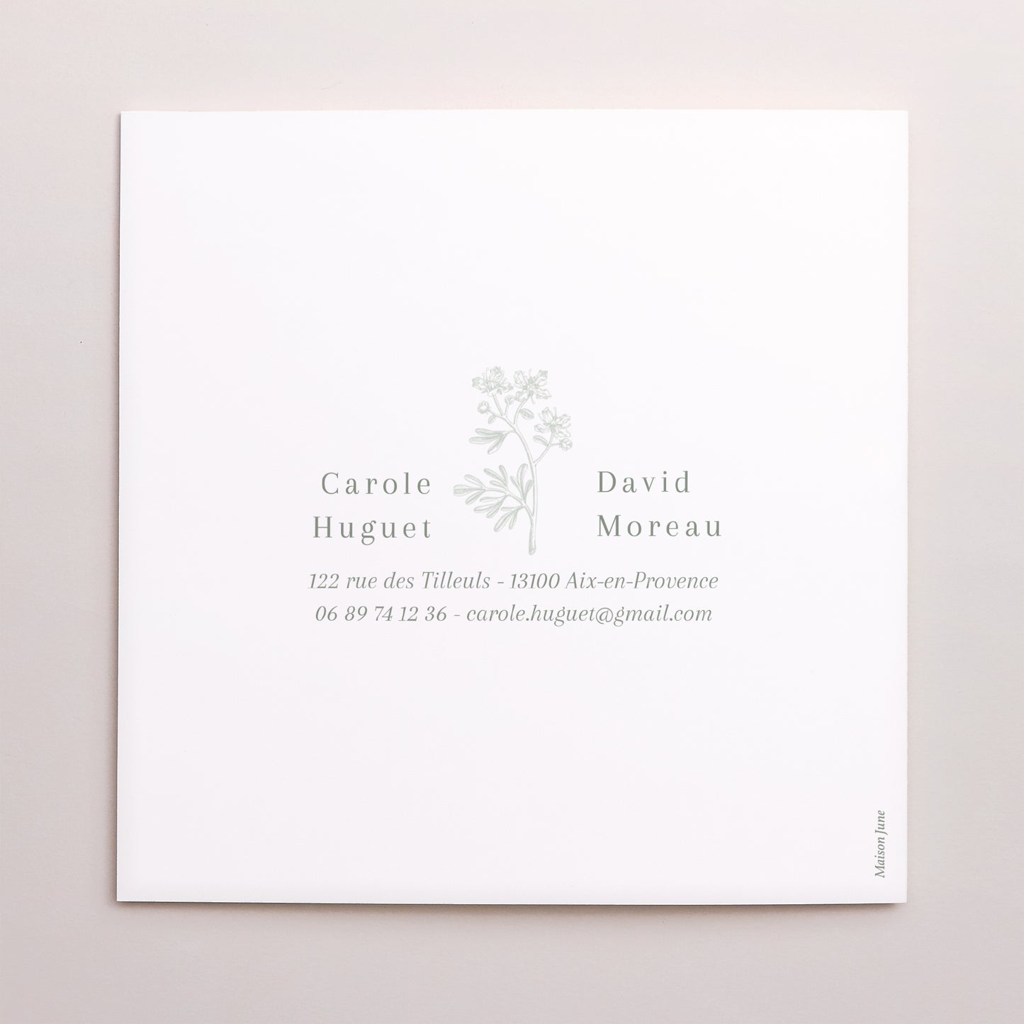 Faire-part Mariage Carré double volet Botanic Seal photo N° 3