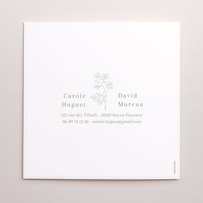 Faire-part Mariage Carré double volet Botanic Seal photo N° 3
