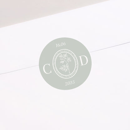 Sticker Mariage Rond Botanic Seal photo N° 1