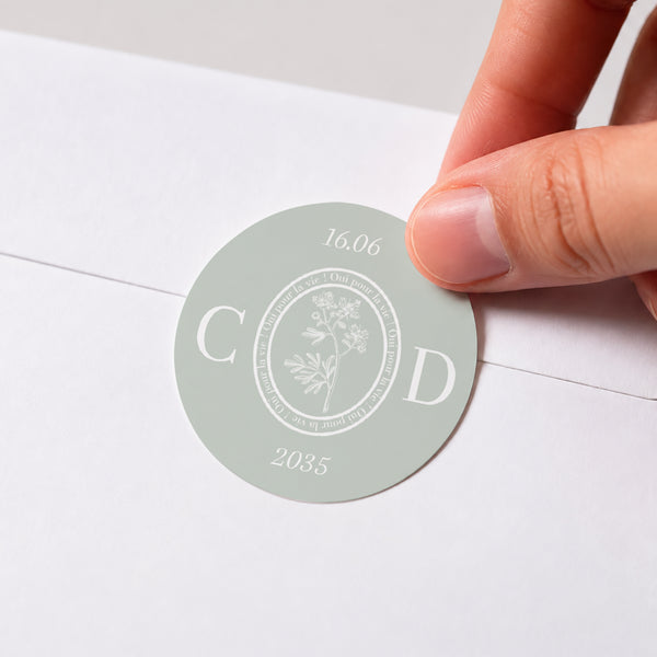 Sticker Mariage Rond Botanic Seal photo