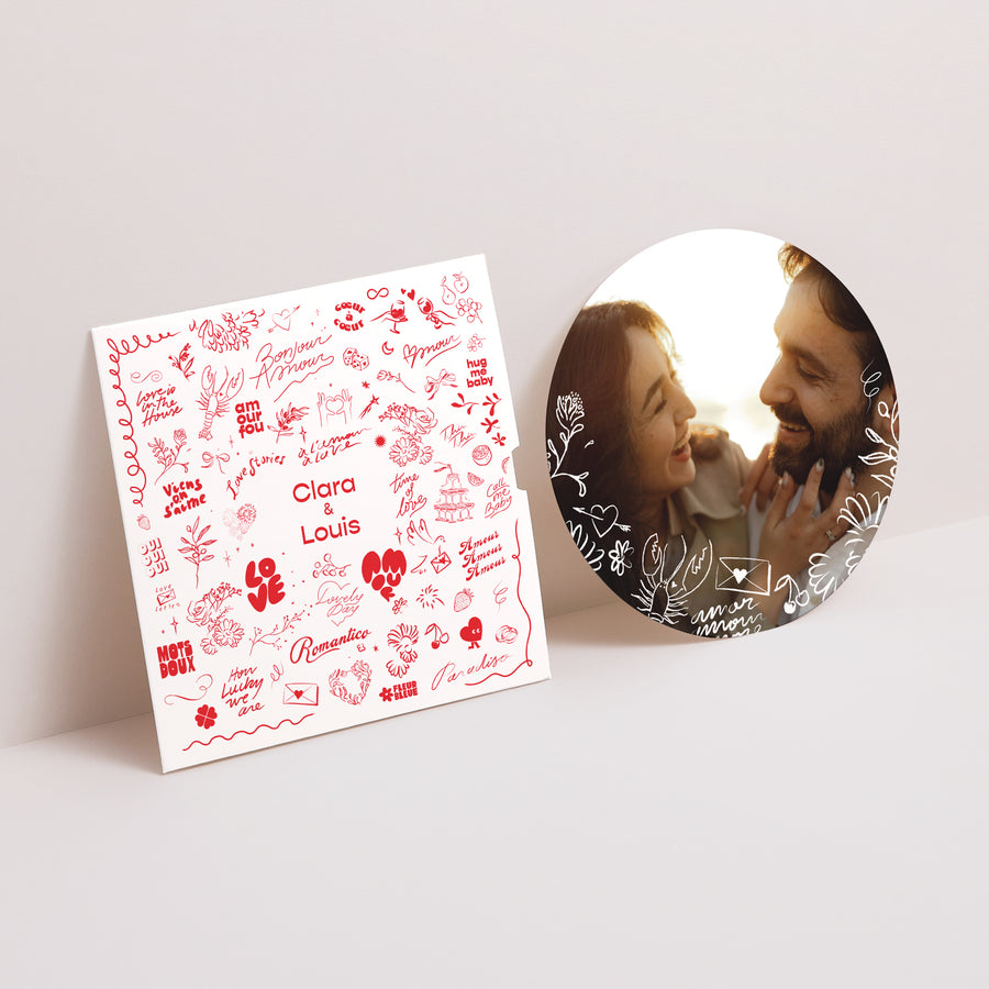 Faire-part Mariage Pochette disque Les Mots Doux photo