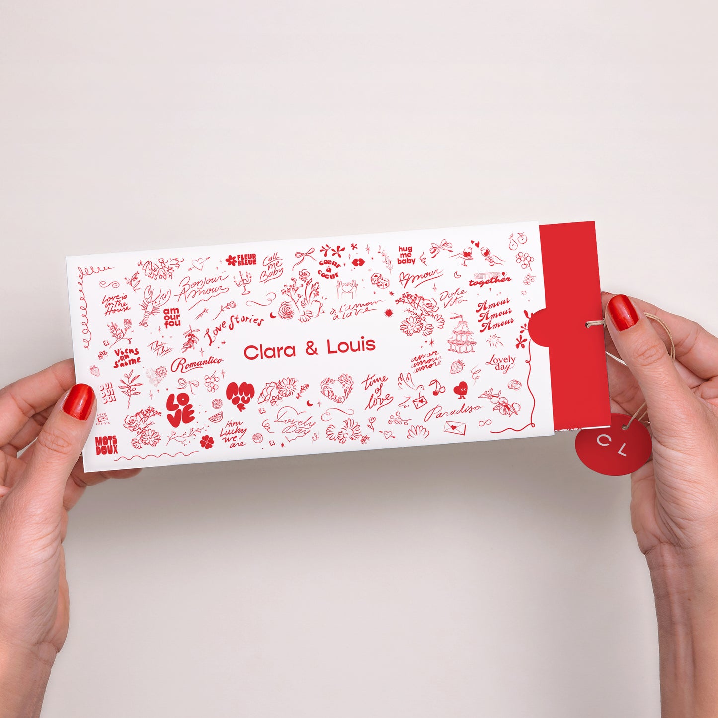 Faire-part Mariage Pochette 2 cartes, étiquette Les Mots Doux photo N° 2