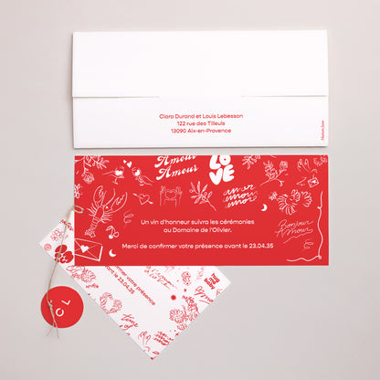 Faire-part Mariage Pochette 2 cartes, étiquette Les Mots Doux photo N° 4