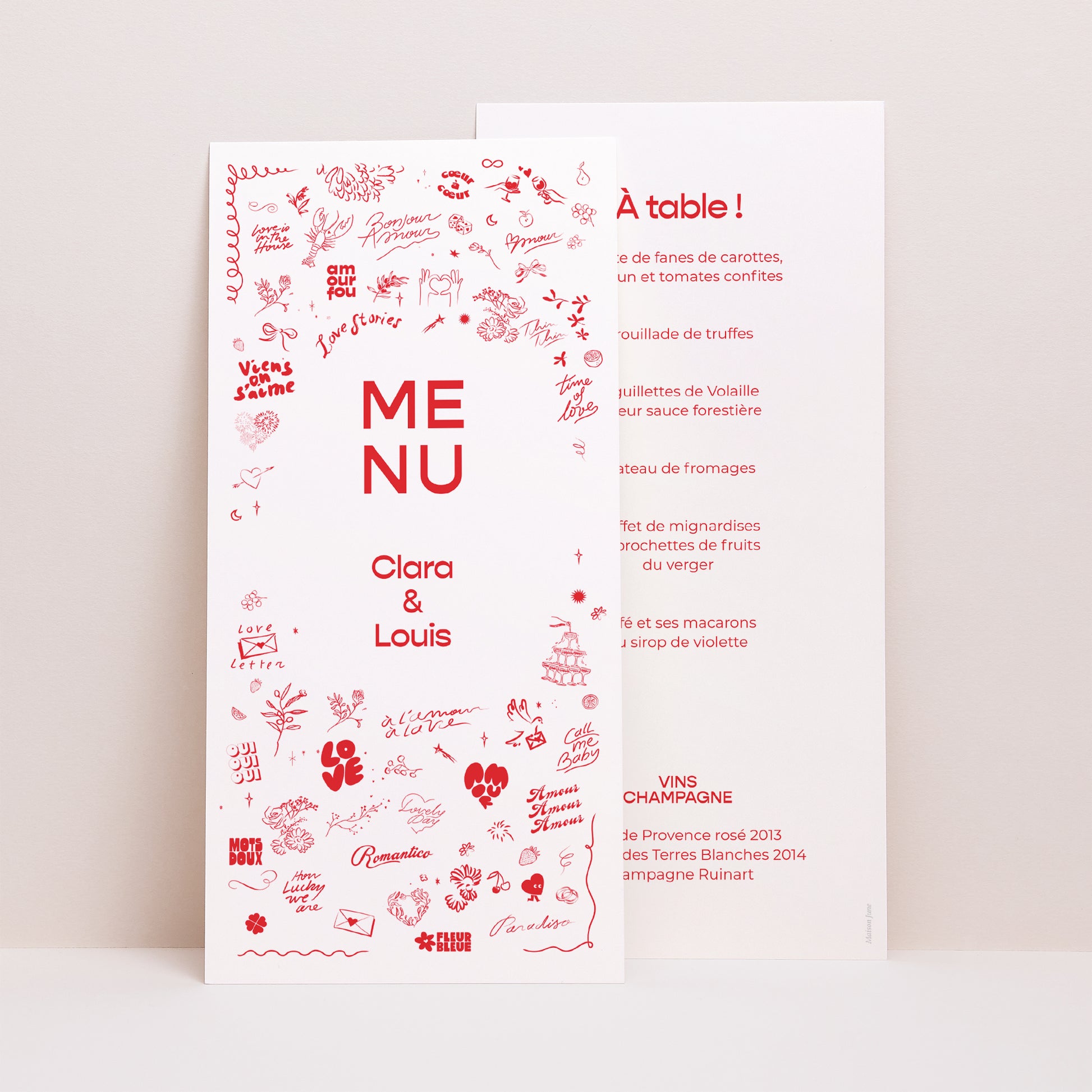 Menu Mariage Panoramique portrait Les Mots Doux photo N° 1