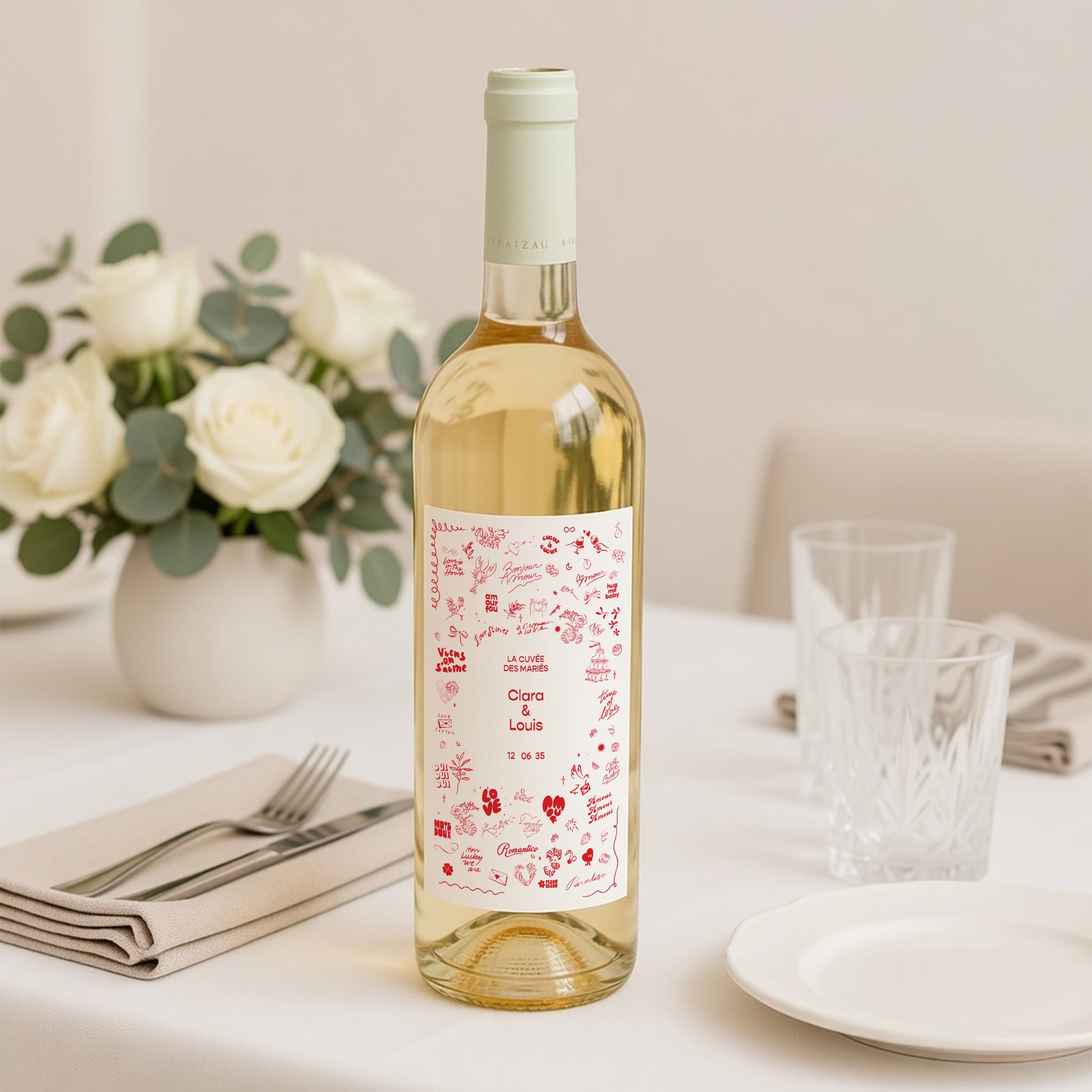 Etiquette bouteille Mariage Portrait Les Mots Doux photo N° 2