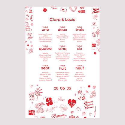 Plan de table Mariage Portrait 60 x 90 cm Les Mots Doux photo N° 2