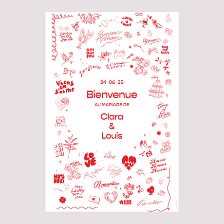 Panneau bienvenue Mariage Portrait 60 x 90 cm Les Mots Doux