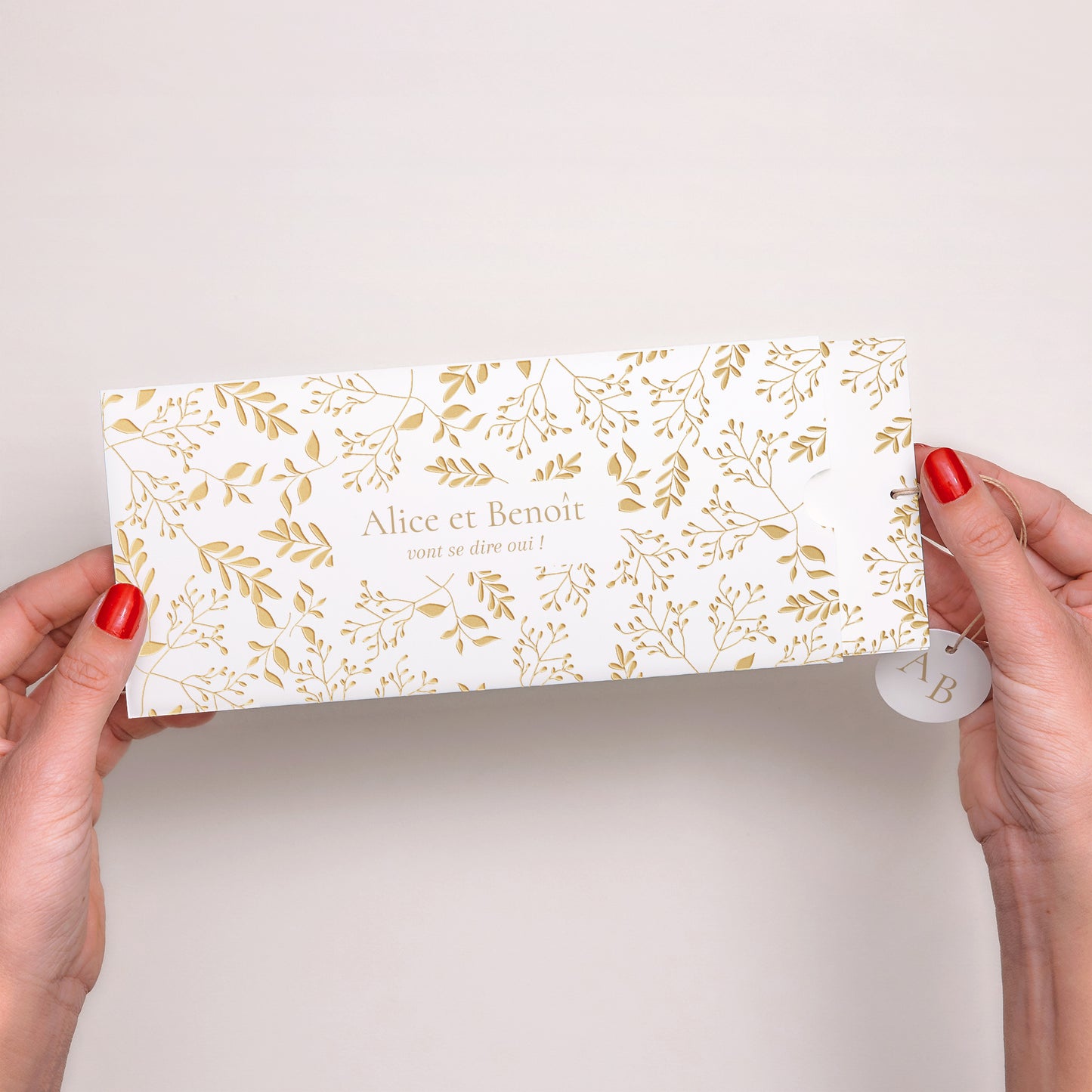 Faire-part Mariage Pochette 2 cartes, étiquette Aurora Botanica photo N° 2