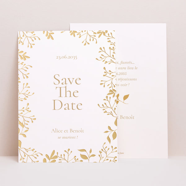 Save the date Mariage Portrait Aurora Botanica photo