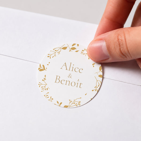 Sticker Mariage Rond Aurora Botanica photo
