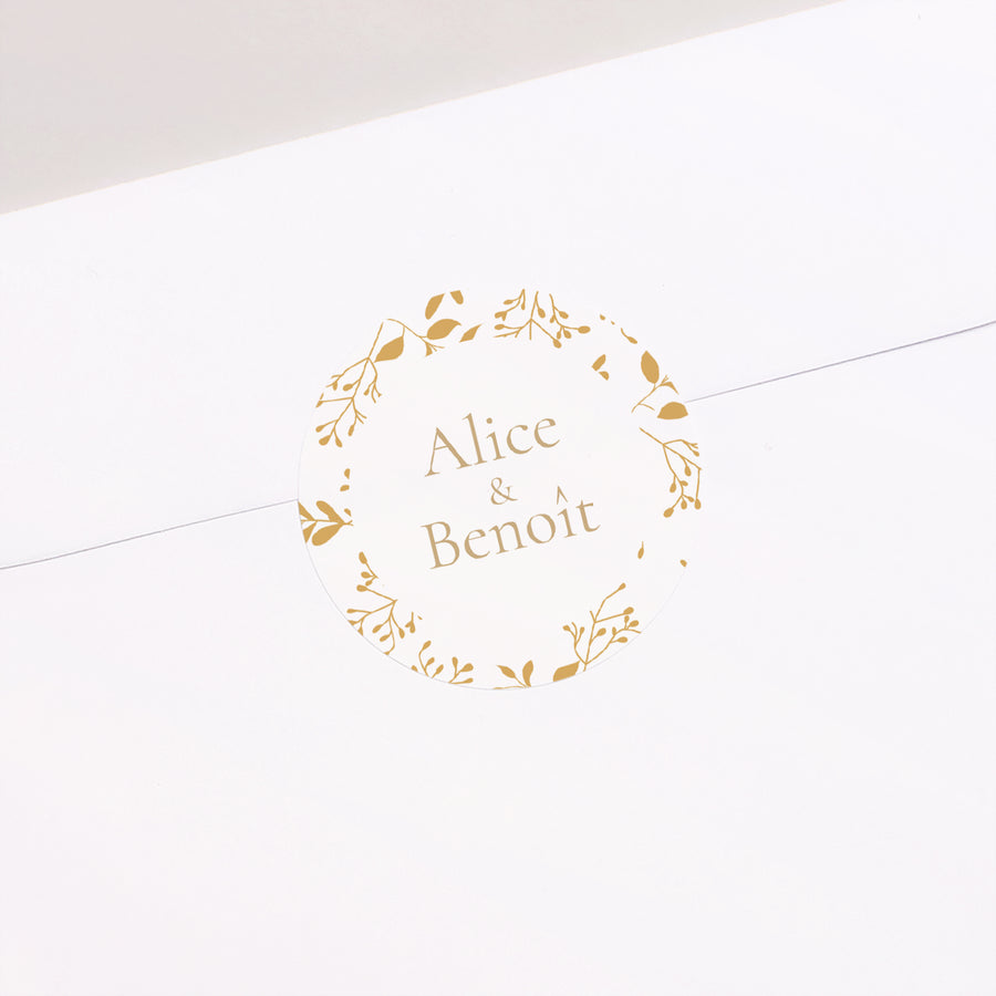 Sticker Mariage Rond Aurora Botanica photo