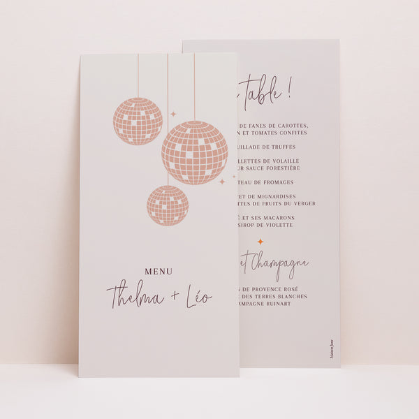 Menu Mariage Panoramique portrait Disco Ball photo