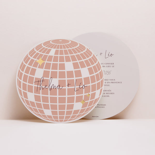 Faire-part Mariage Rond Disco Ball photo