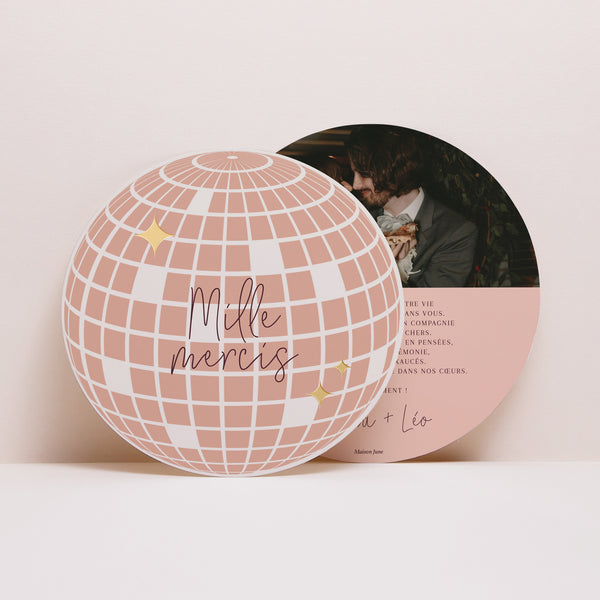 Remerciements Mariage Rond Disco Ball photo