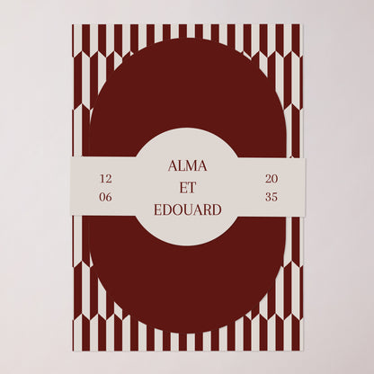 Faire-part Mariage bandeau, 2 cartes Old Money photo N° 1