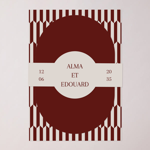 Faire-part Mariage bandeau, 2 cartes Old Money photo
