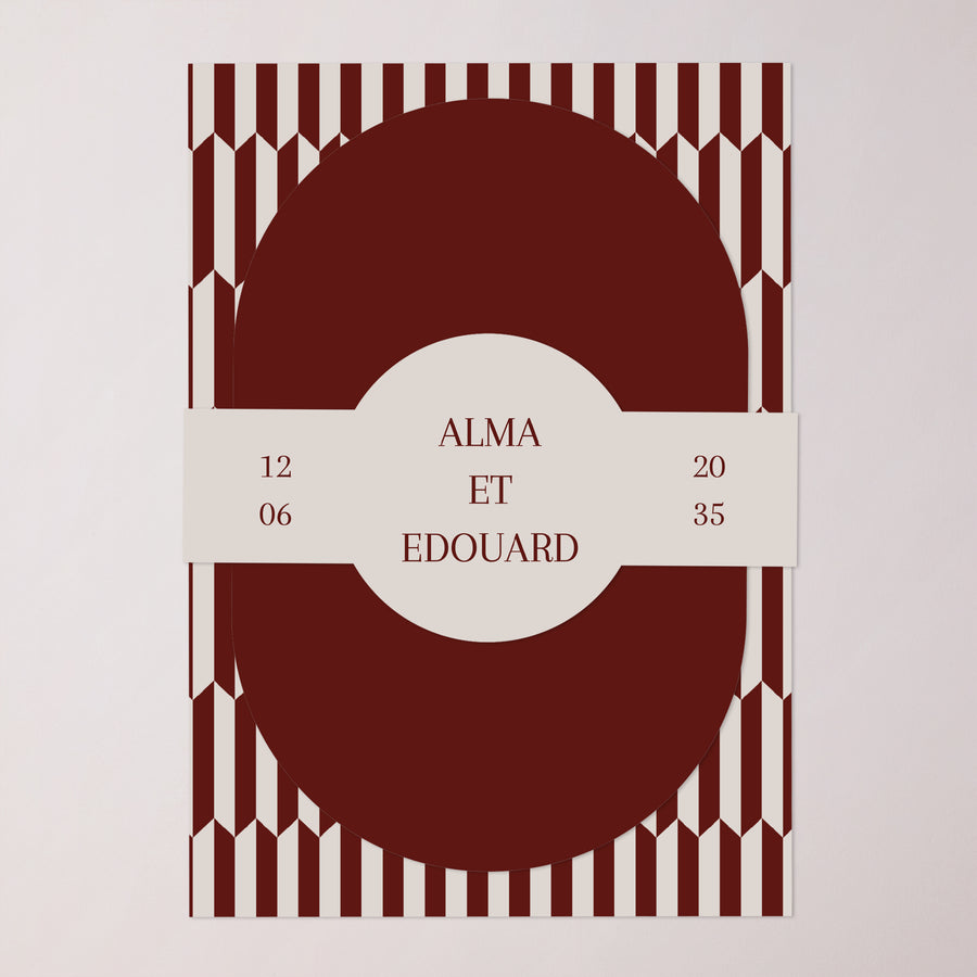 Faire-part Mariage bandeau, 2 cartes Old Money photo