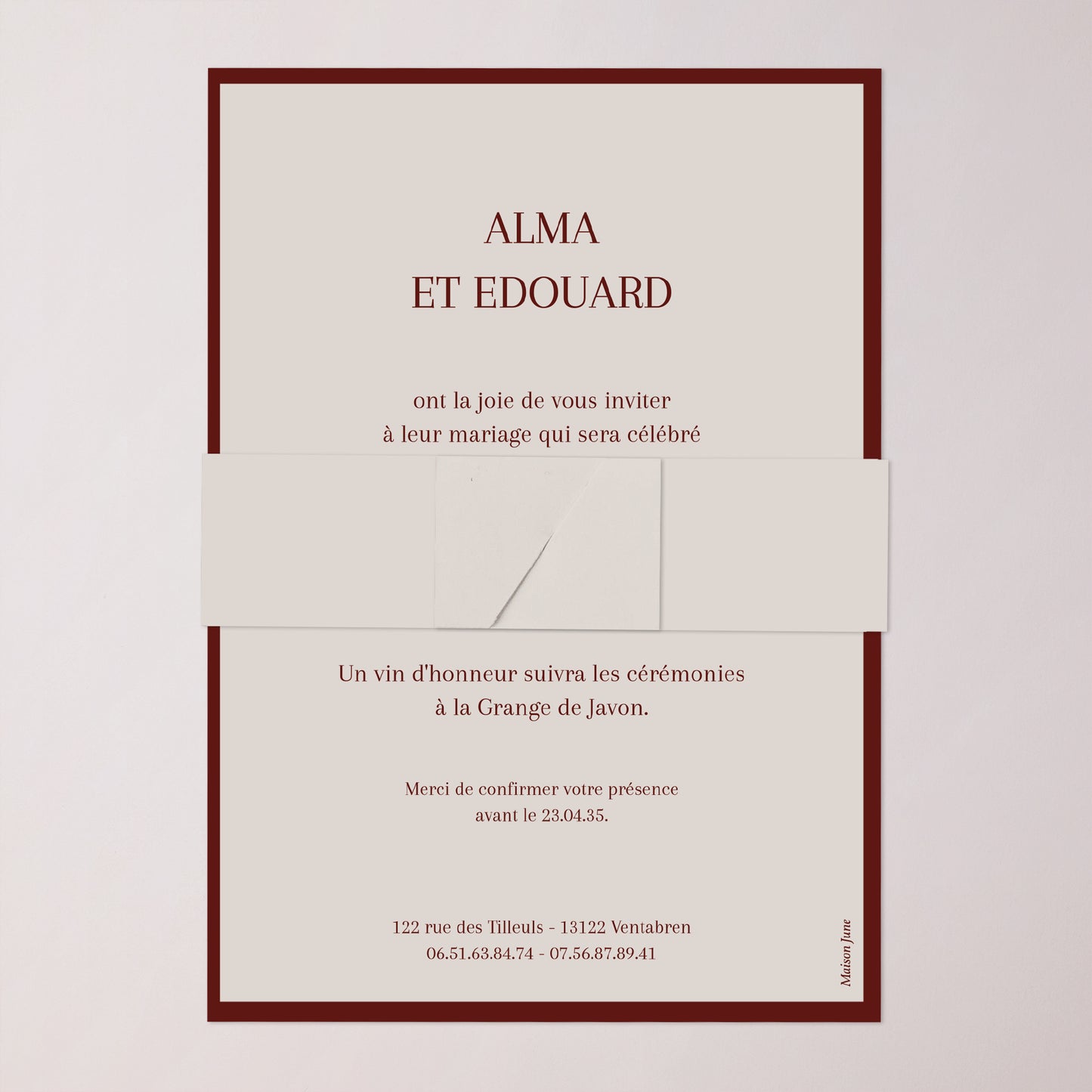 Faire-part Mariage bandeau, 2 cartes Old Money photo N° 5