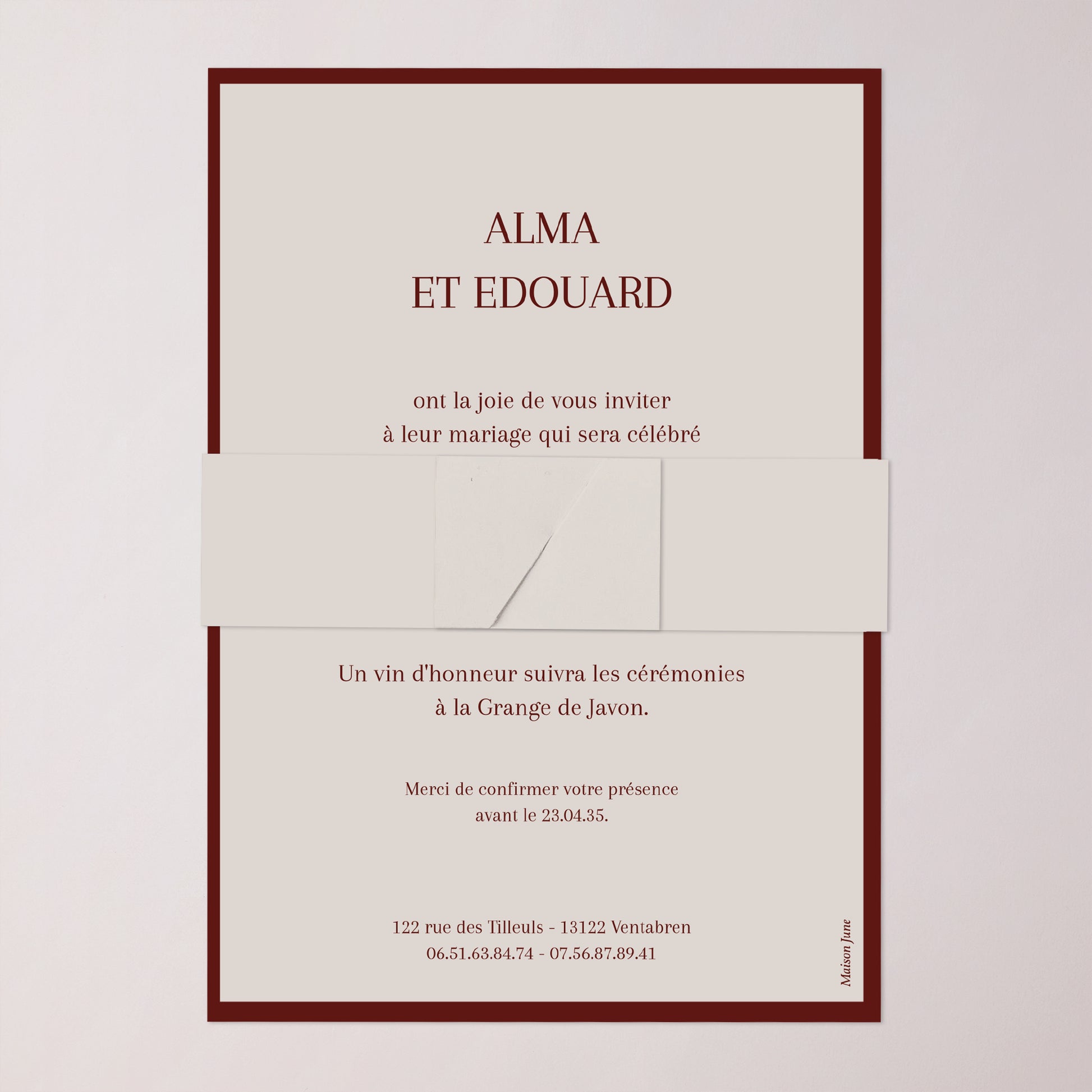 Faire-part Mariage bandeau, 2 cartes Old Money photo N° 5