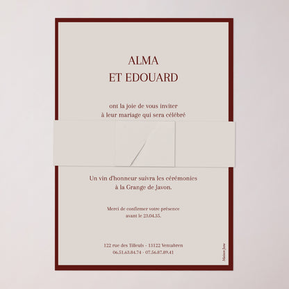 Faire-part Mariage bandeau, 2 cartes Old Money photo N° 5