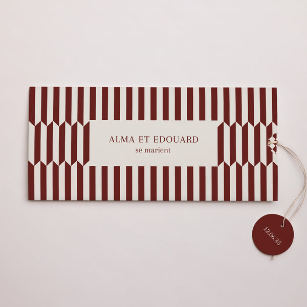 Faire-part Mariage Pochette 2 cartes, étiquette Old Money photo