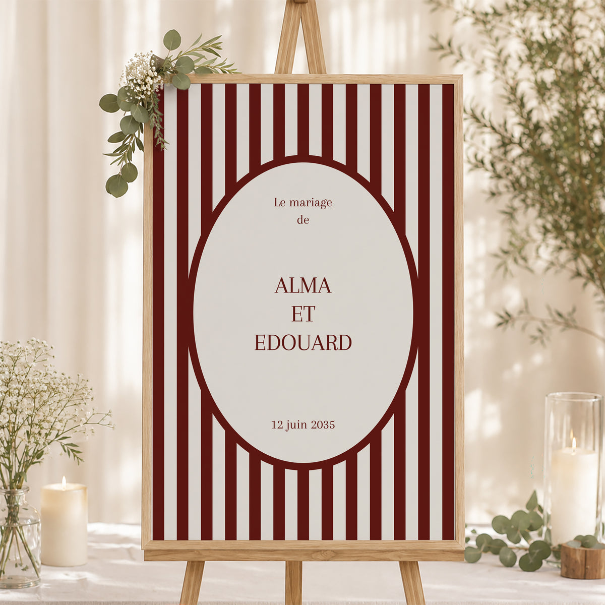 Panneau bienvenue Mariage Portrait 60 x 90 cm Old Money photo N° 1