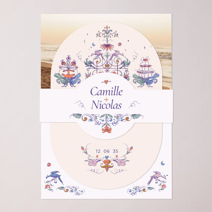 Faire-part Mariage bandeau, 2 cartes Décorum Amoureux photo N° 1