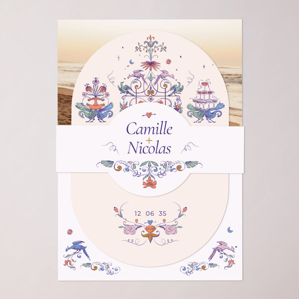 Faire-part Mariage bandeau, 2 cartes Décorum Amoureux photo