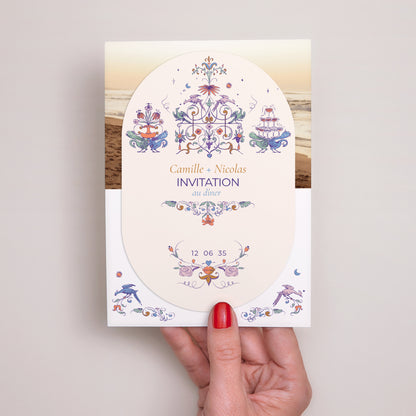 Faire-part Mariage bandeau, 2 cartes Décorum Amoureux photo N° 2