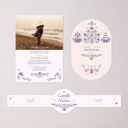 Faire-part Mariage bandeau, 2 cartes Décorum Amoureux photo N° 3