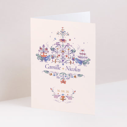 Faire-part Mariage Portrait double volet Décorum Amoureux photo N° 1