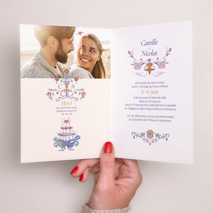 Faire-part Mariage Portrait double volet Décorum Amoureux photo N° 2