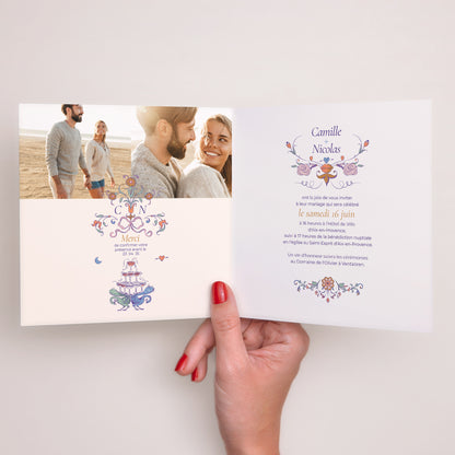 Faire-part Mariage Carré double volet Décorum Amoureux photo N° 2