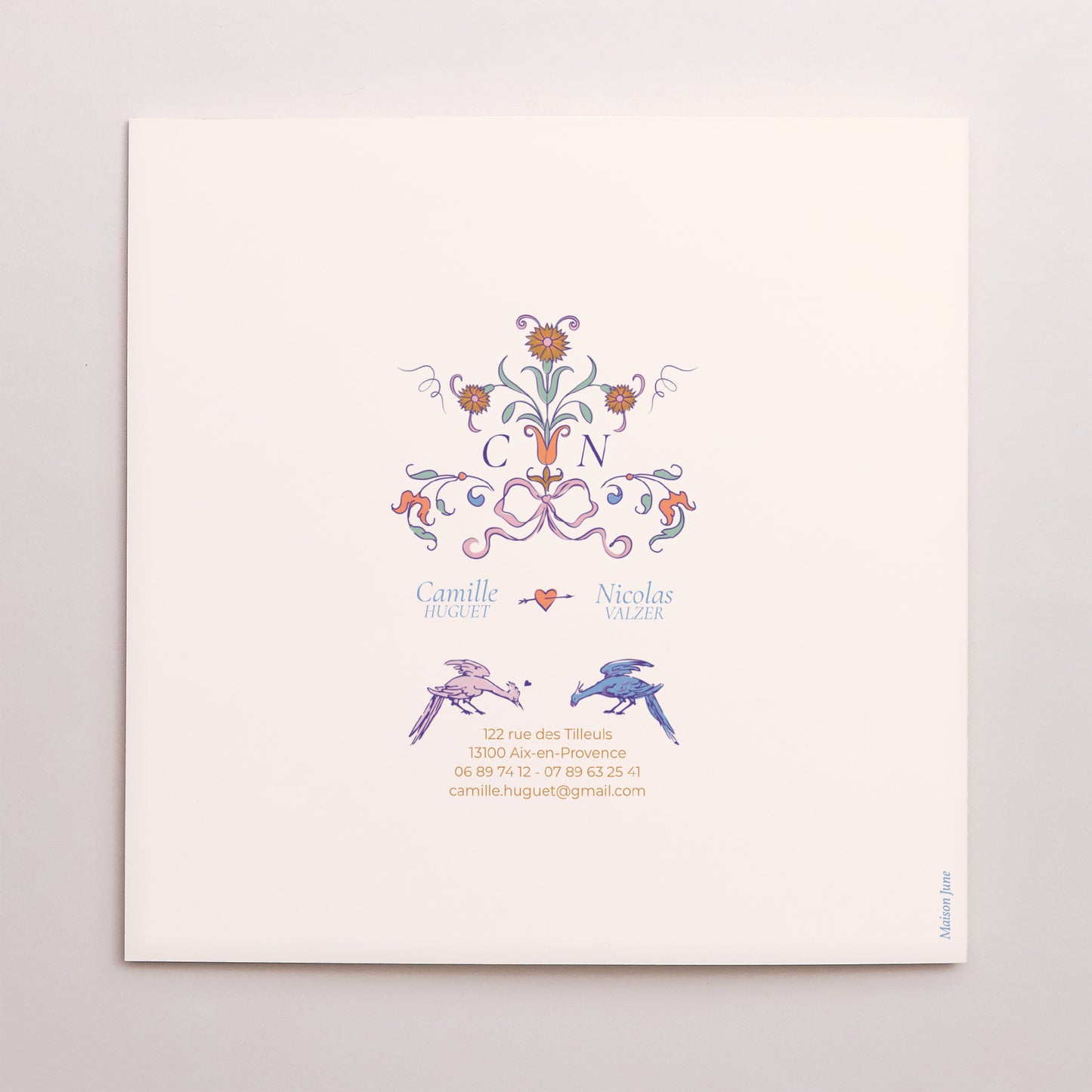 Faire-part Mariage Carré double volet Décorum Amoureux photo N° 3