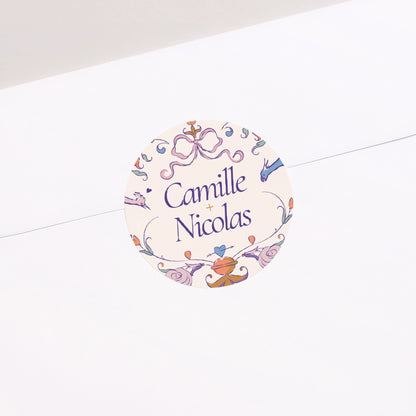 Sticker Mariage Rond Décorum Amoureux photo N° 1