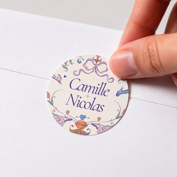 Sticker Mariage Rond Décorum Amoureux photo
