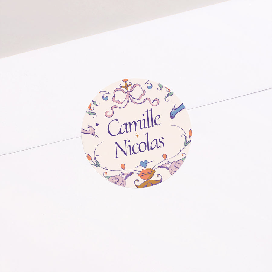 Sticker Mariage Rond Décorum Amoureux photo