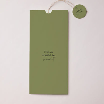 Faire-part Mariage Pochette portrait 2 cartes, étiquette All Green photo N° 1
