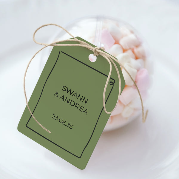 Boîte à dragées Mariage boule avec étiquette fanion All Green photo