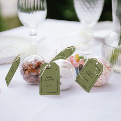 Boîte à dragées Mariage boule avec étiquette fanion All Green photo N° 2