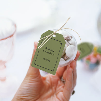 Boîte à dragées Mariage boule avec étiquette fanion All Green photo N° 3