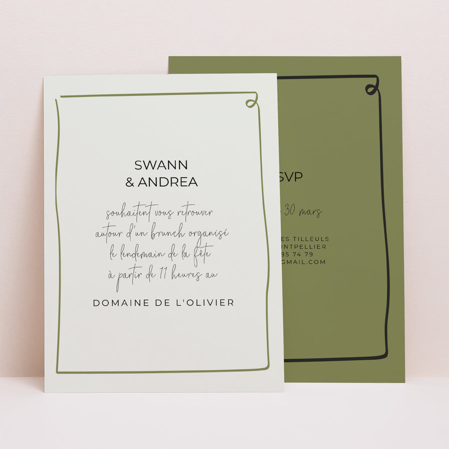Invitations Mariage Portrait All Green photo