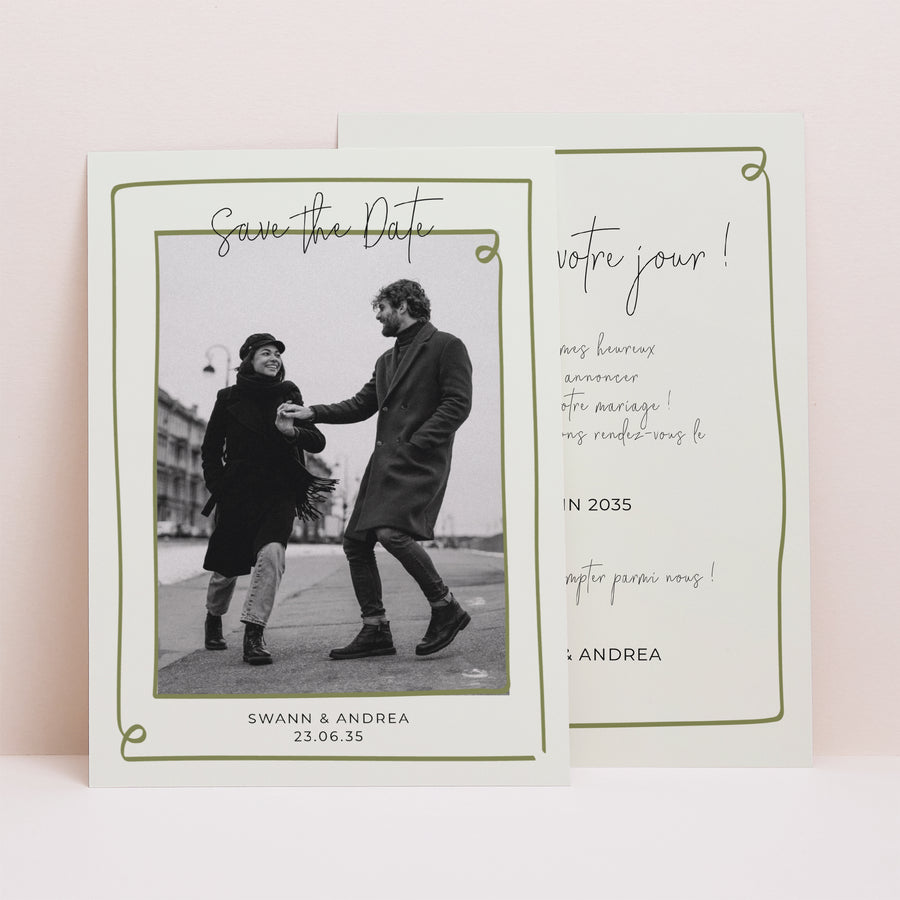 Save the date Mariage Portrait All Green photo
