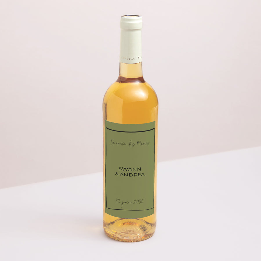 Etiquette bouteille Mariage Portrait All Green photo